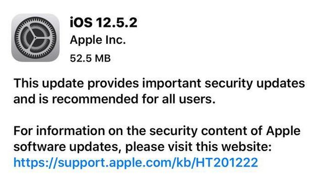 佛冈苹果手机维修分享iOS12.5.2发布，建议所有老苹果用户安装 